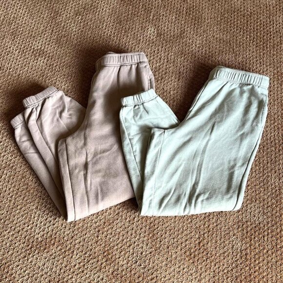 Two pairs Lazypants sweatpants womens teen S light green tan lazy pants - Picture 1 of 5